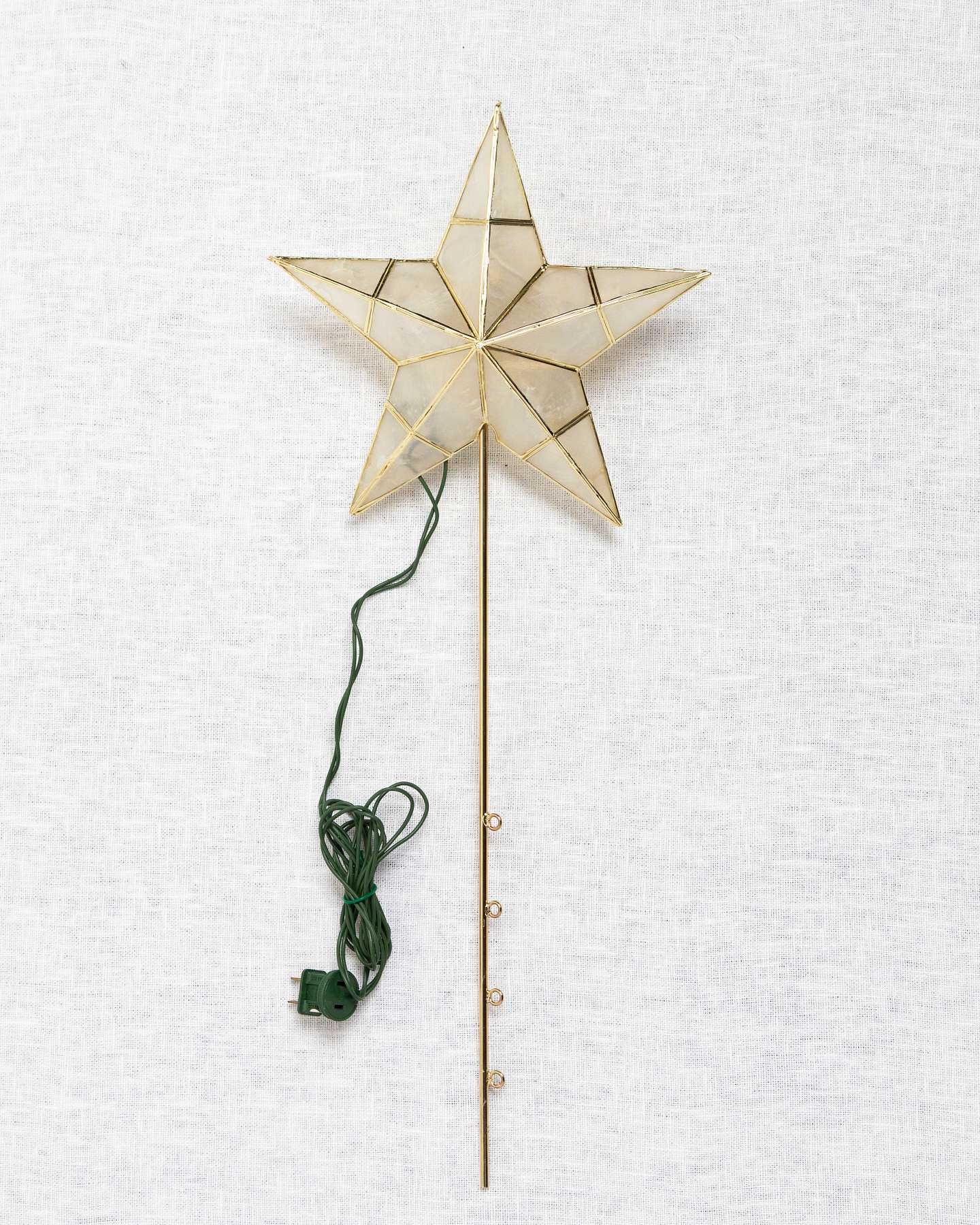 Balsam Hill Small Capiz Star Lighted Artificial Christmas Tree Topper Close-Up