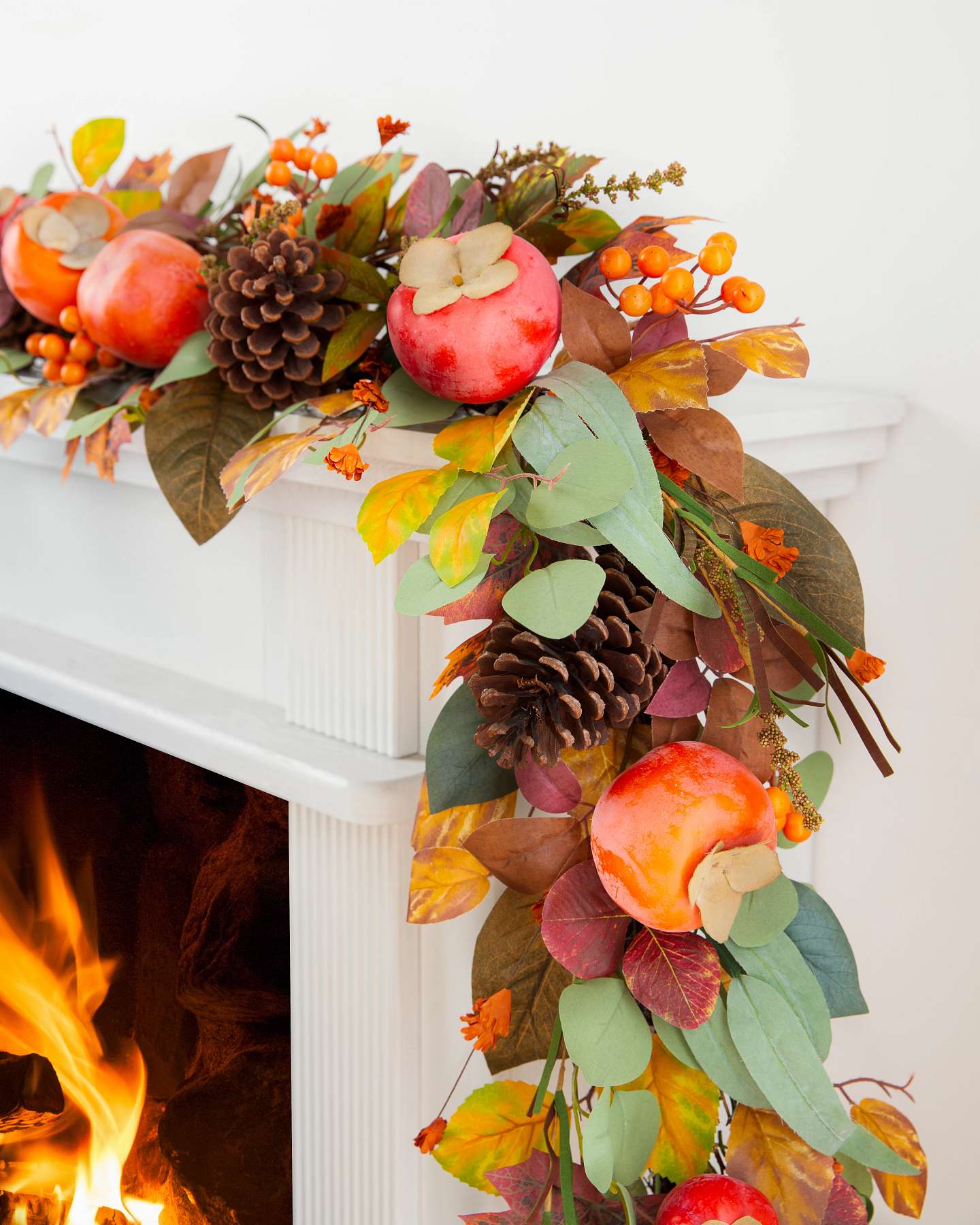 Balsam Hill Persimmon and Pinecone Unlit Artificial Christmas Garland