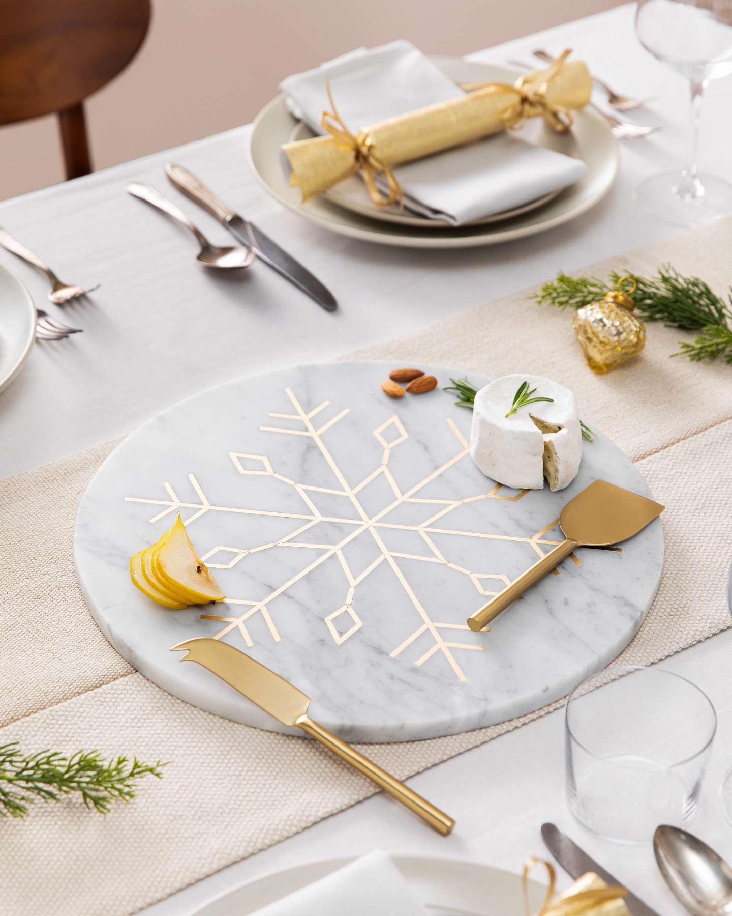 Balsam Hill Dolce Marble Cheese Board Set Full Table Display