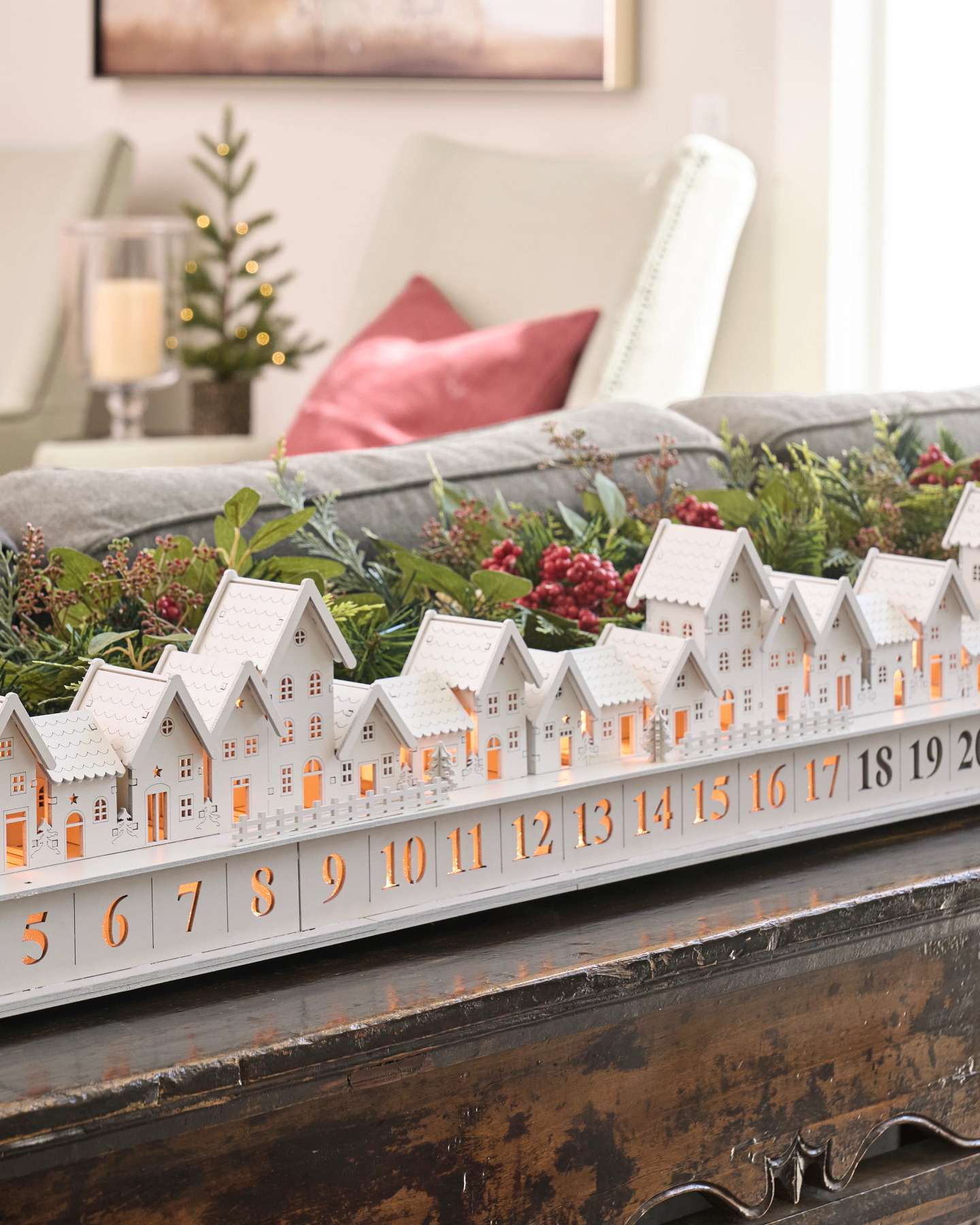 Balsam Hill Wooden Christmas Mantel Village Lifestyle Holiday Decor