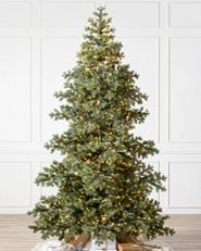 Künstlicher Weihnachtsbaum des Typs „Yukon-Fichte“ in einem weißen Raum