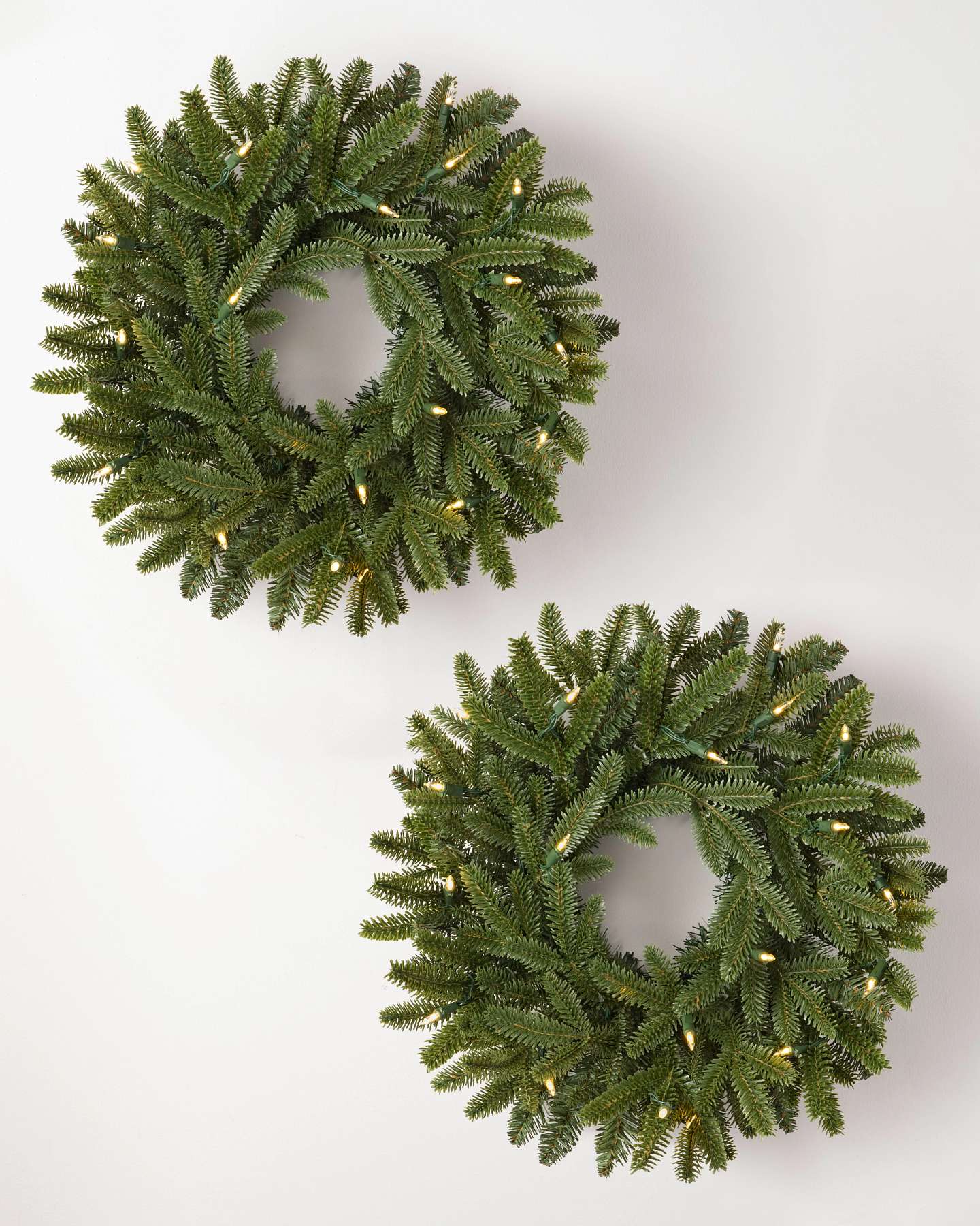 Balsam Hill Fraser Fir Artificial Christmas Wreath Set of 2 with LED Lights