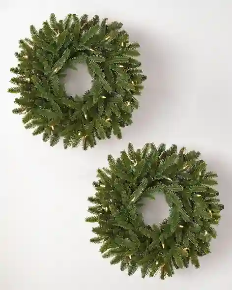 18 inches Clear LED BH Fraser Fir® Wreath, 2-Pack by Balsam Hill SSC