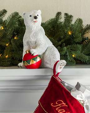 Polar Bear & Ornament Stocking Holder Polar Bear & Ornament Stocking Holder