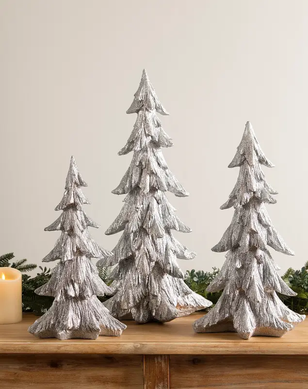 Silver Glitter Tabletop Trees by Balsam Hill SSC