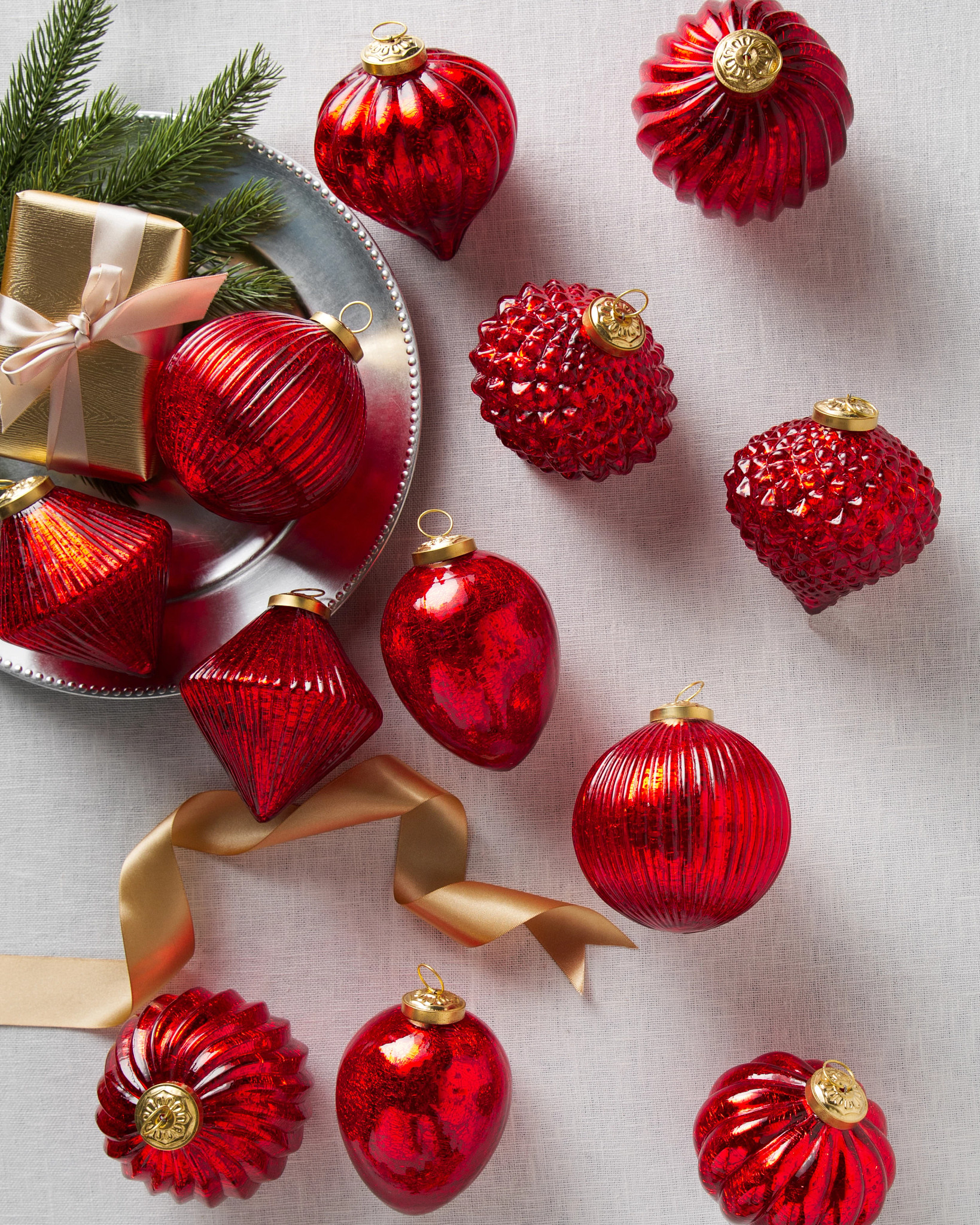 Red BH Essentials Mercury Glass Ornament Set