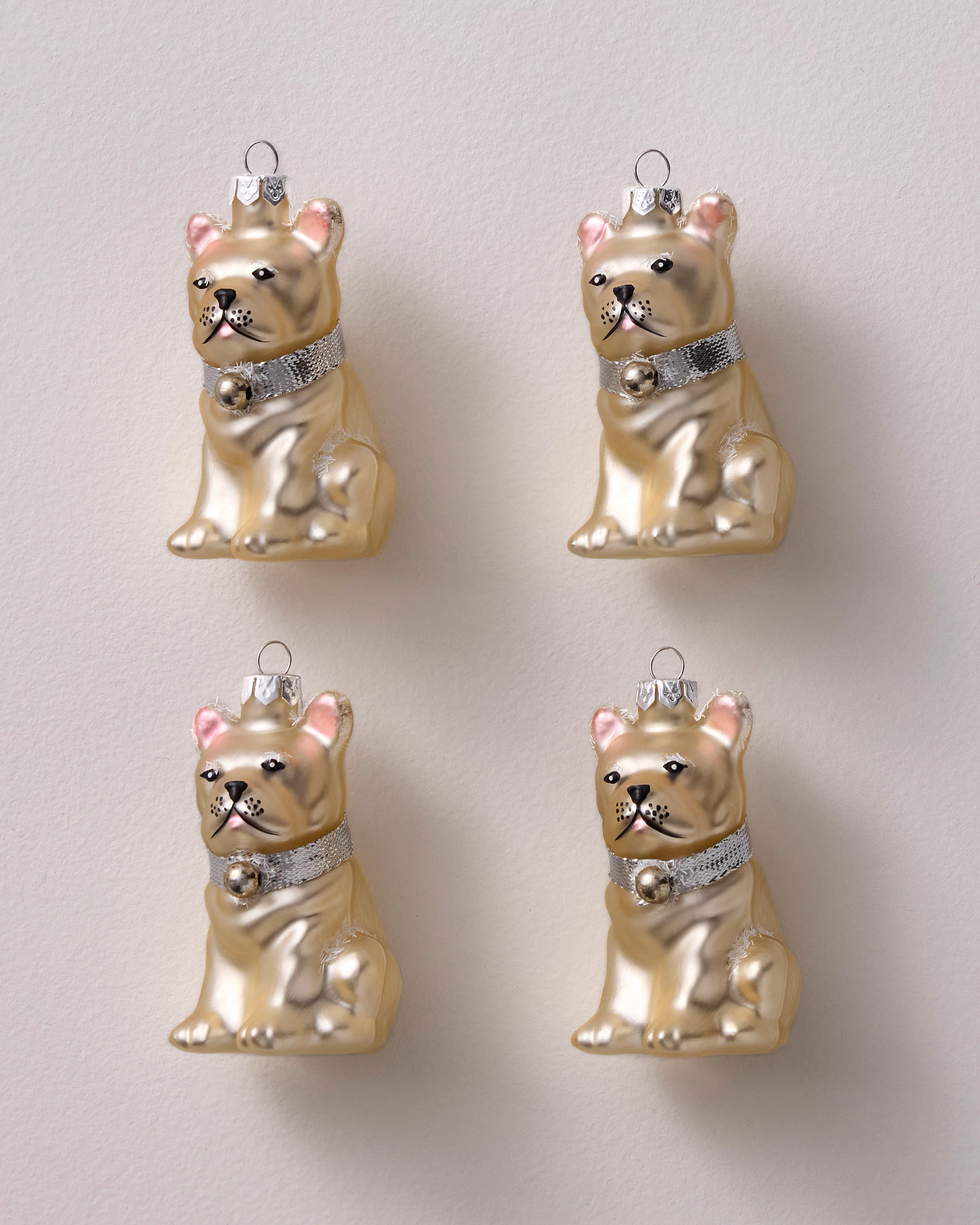 Christmas Frenchie Glass Ornament Set