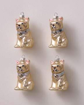 Christmas Frenchie Glass Ornament Set Christmas Frenchie Glass Ornament Set