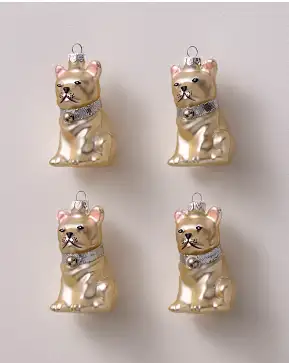 Christmas Frenchie Glass Ornament Set Christmas Frenchie Glass Ornament Set