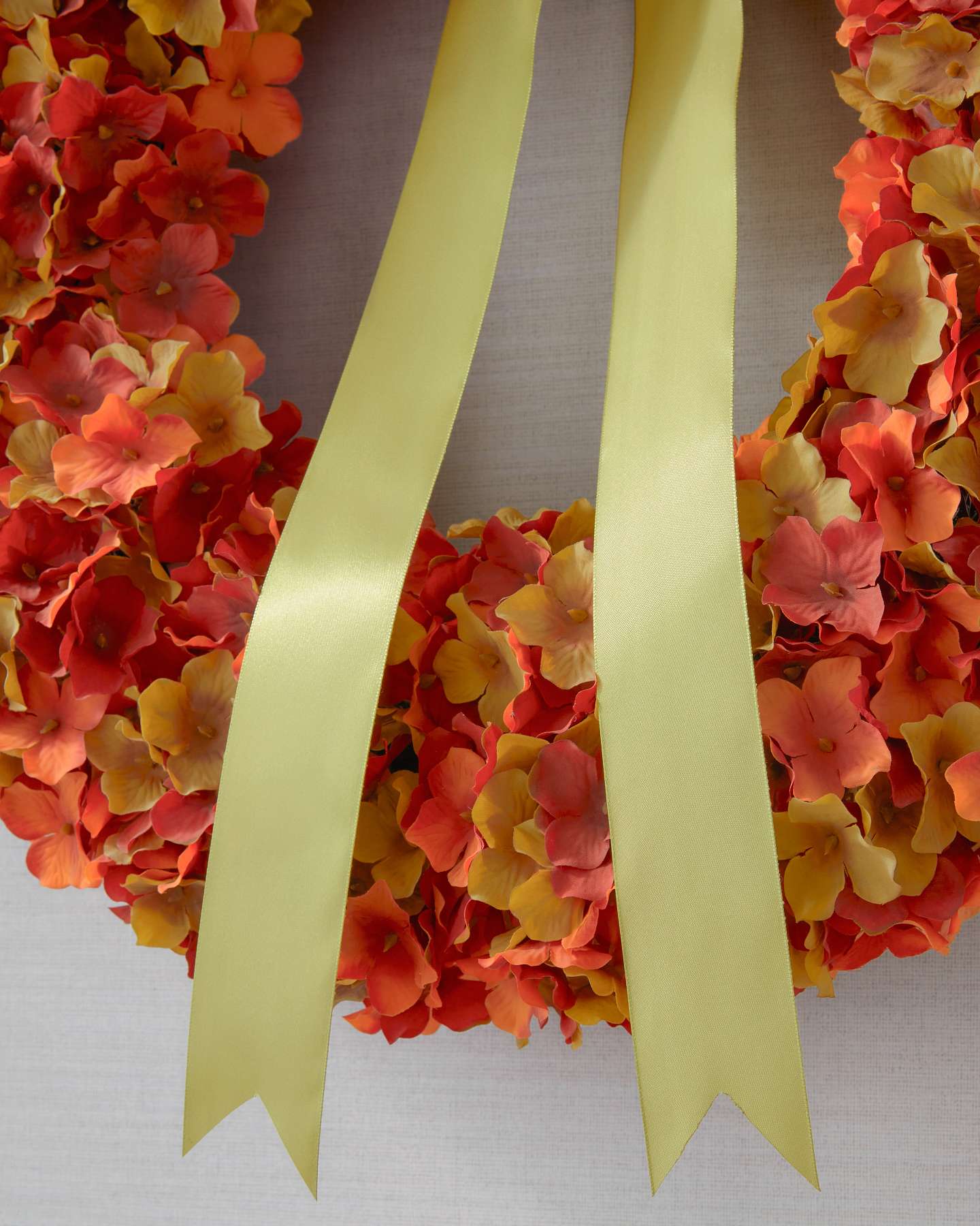 Balsam Hill Rustic Hydrangea Artificial Fall Wreath Detail View