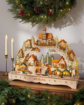 Village de Noël des Alpes suisses en bois animé Village de Noël des Alpes suisses en bois animé