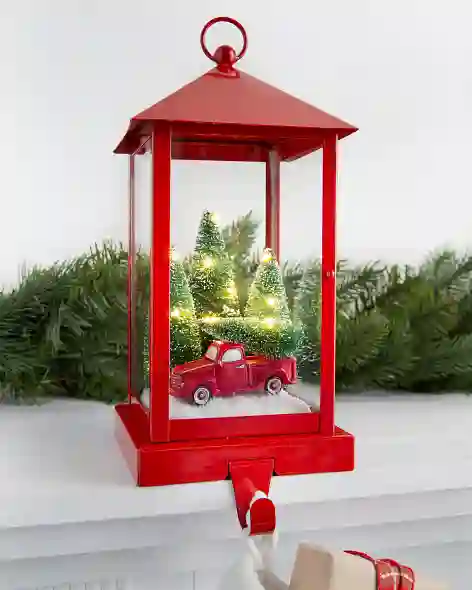 Red Truck Lantern Stocking Holder by Balsam Hill