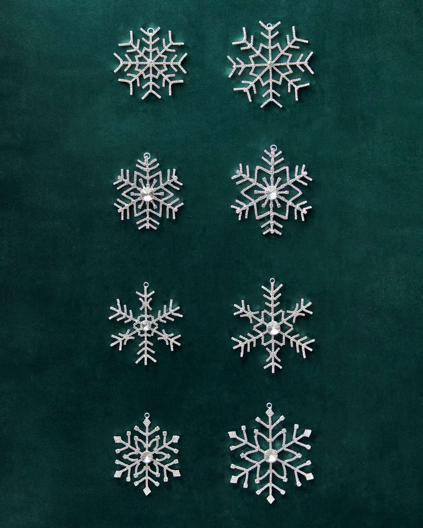 Balsam Hill Rhinestone Snowflake Christmas Ornament Set of 8 Showcase