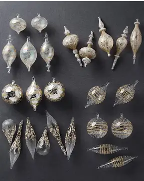 Winter White Glass Bauble Set Winter White Glass Bauble Set
