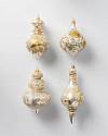 Ivory Finial Decorated Glass Ornaments, Set of 4 by Balsam Hill SSC