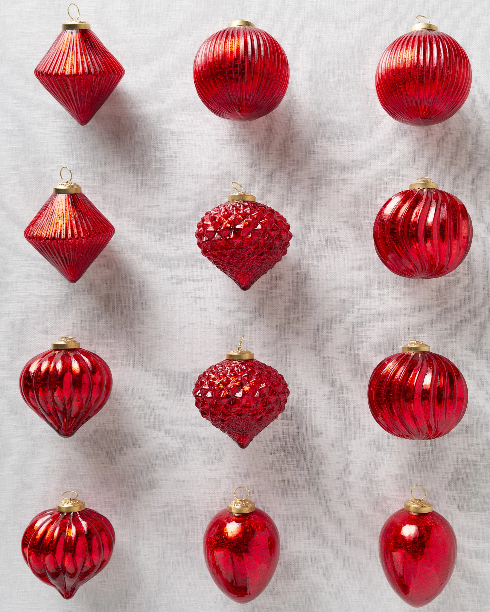 Red BH Essentials Mercury Glass Ornament Set