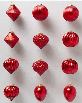 Red BH Essentials Mercury Glass Ornament Set Red BH Essentials Mercury Glass Ornament Set