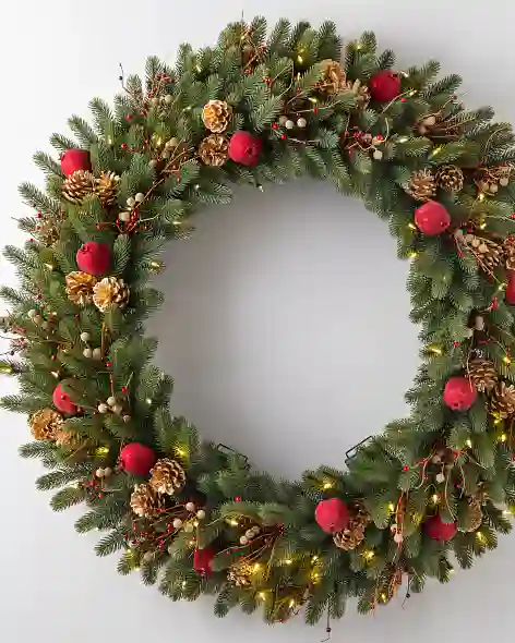Vermont White Spruce Bordeaux Wreath 48in LED Clear by Balsam Hill SSCR