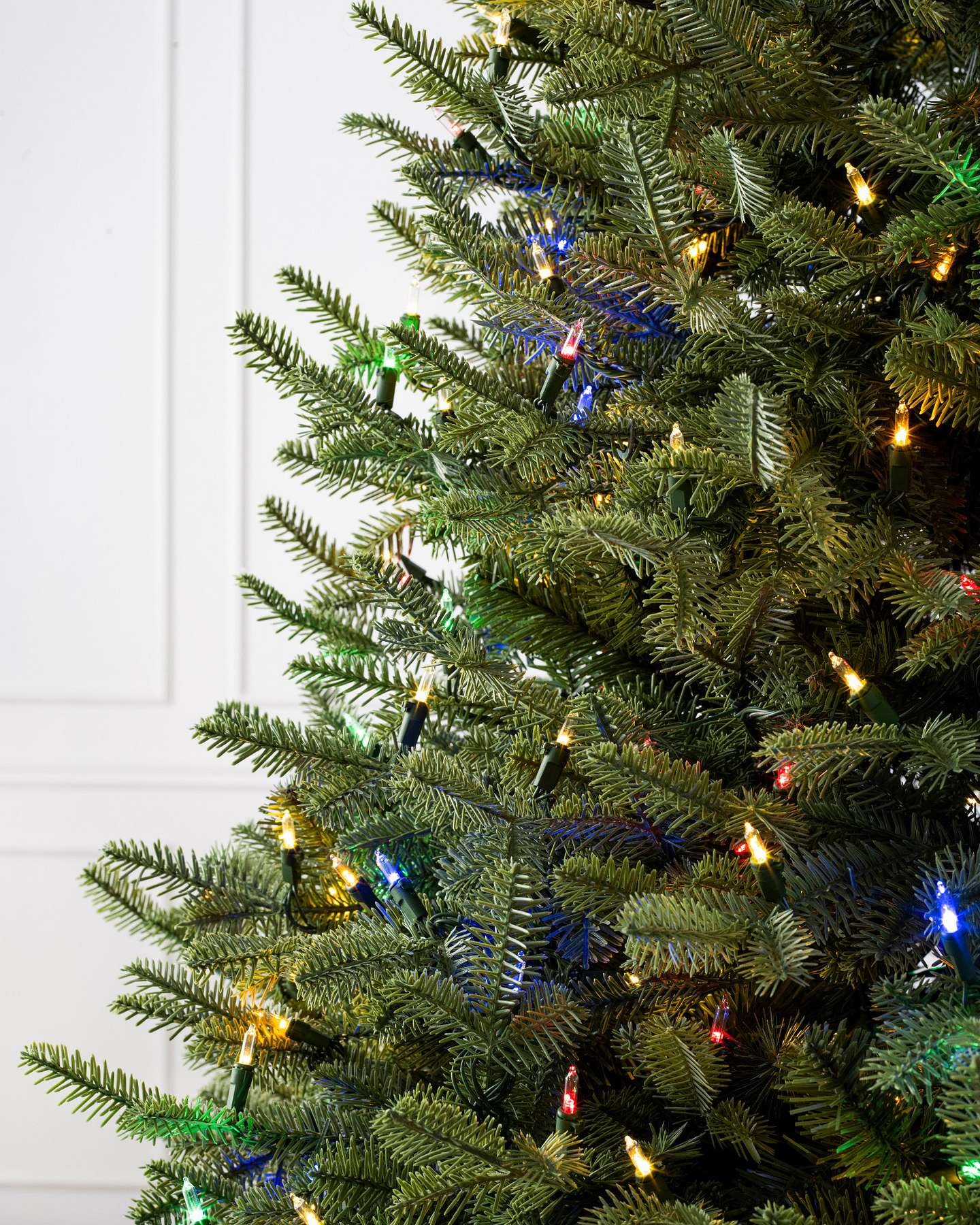 Balsam Hill Balsam Fir Flip Artificial Christmas Tree LED Color+Clear Closeup