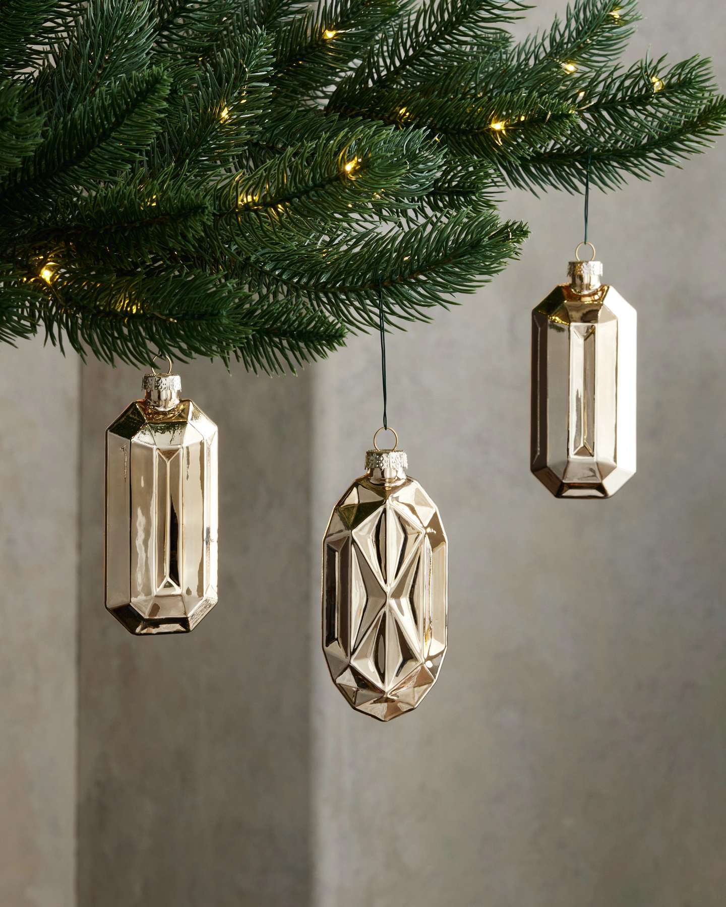 Regal Treasures Golden Glass Gemstone Ornaments, Set of 8