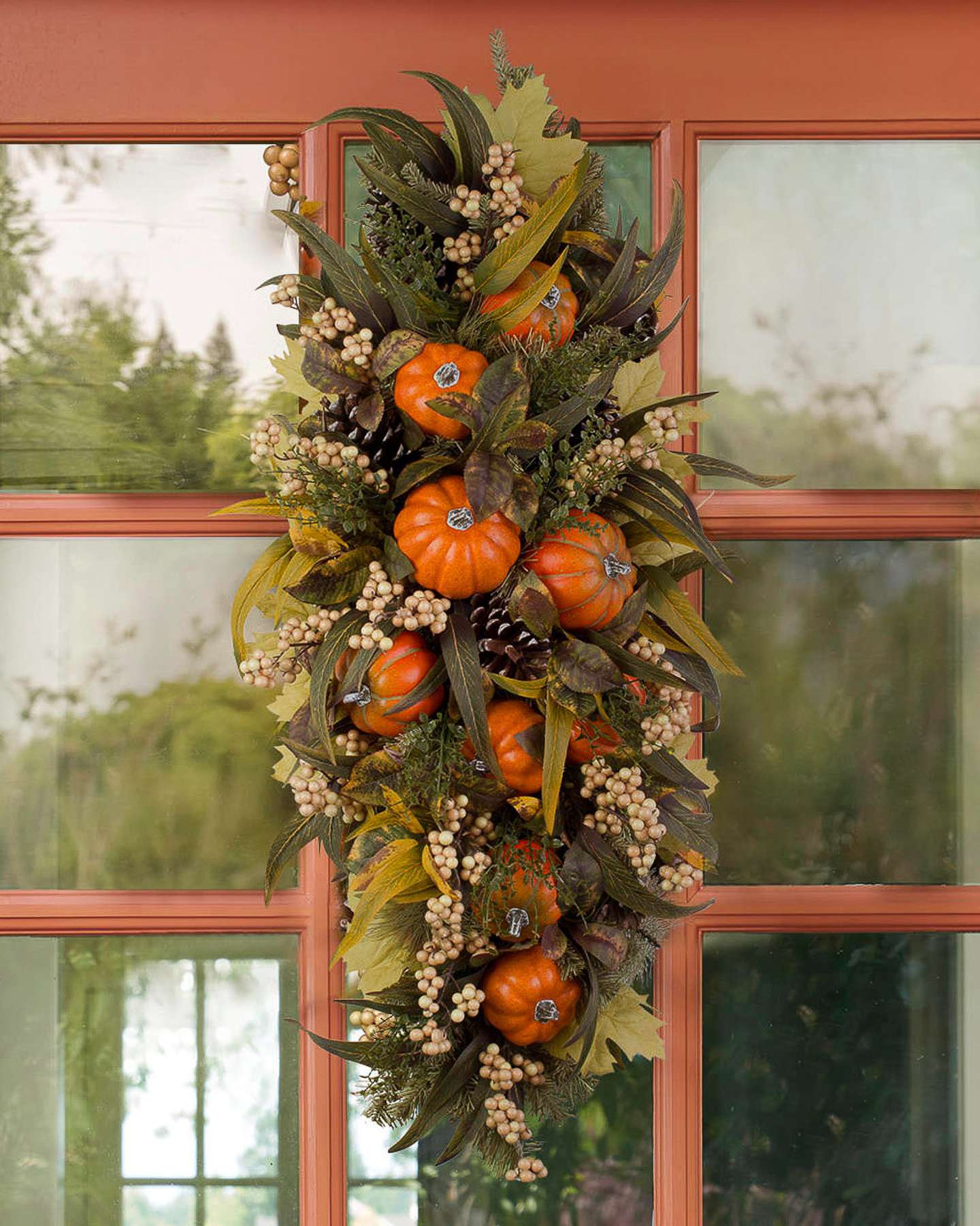 Balsam Hill Autumn Abundance Artificial Fall Swag Unlit Door Display Closeup