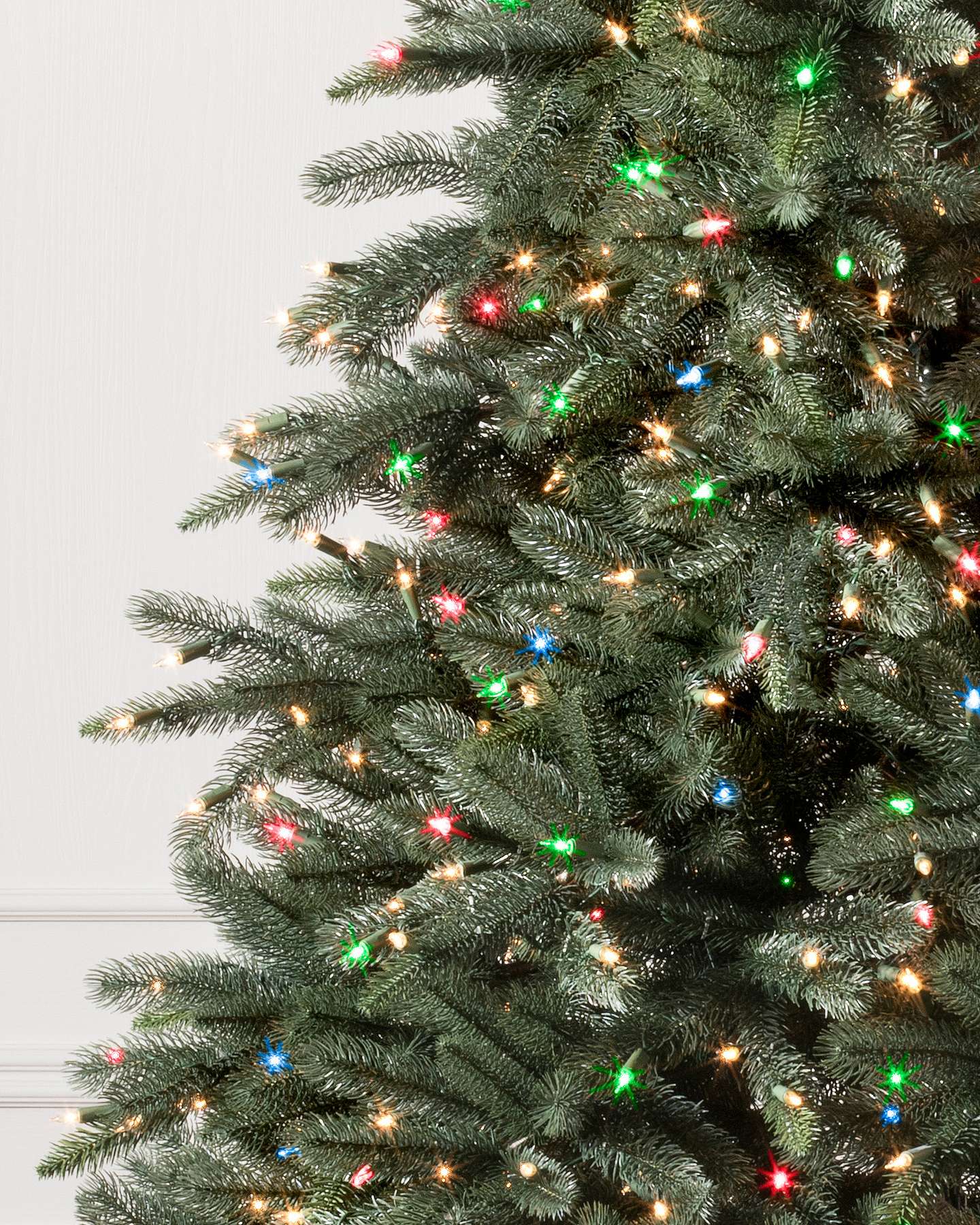 Balsam Hill Aspen Estate Fir Flip Artificial Christmas Tree LED Color+Clear Closeup