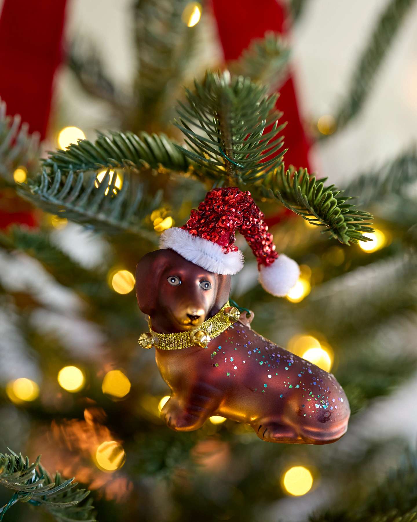 Christmas Dachshund Glass Ornament Set