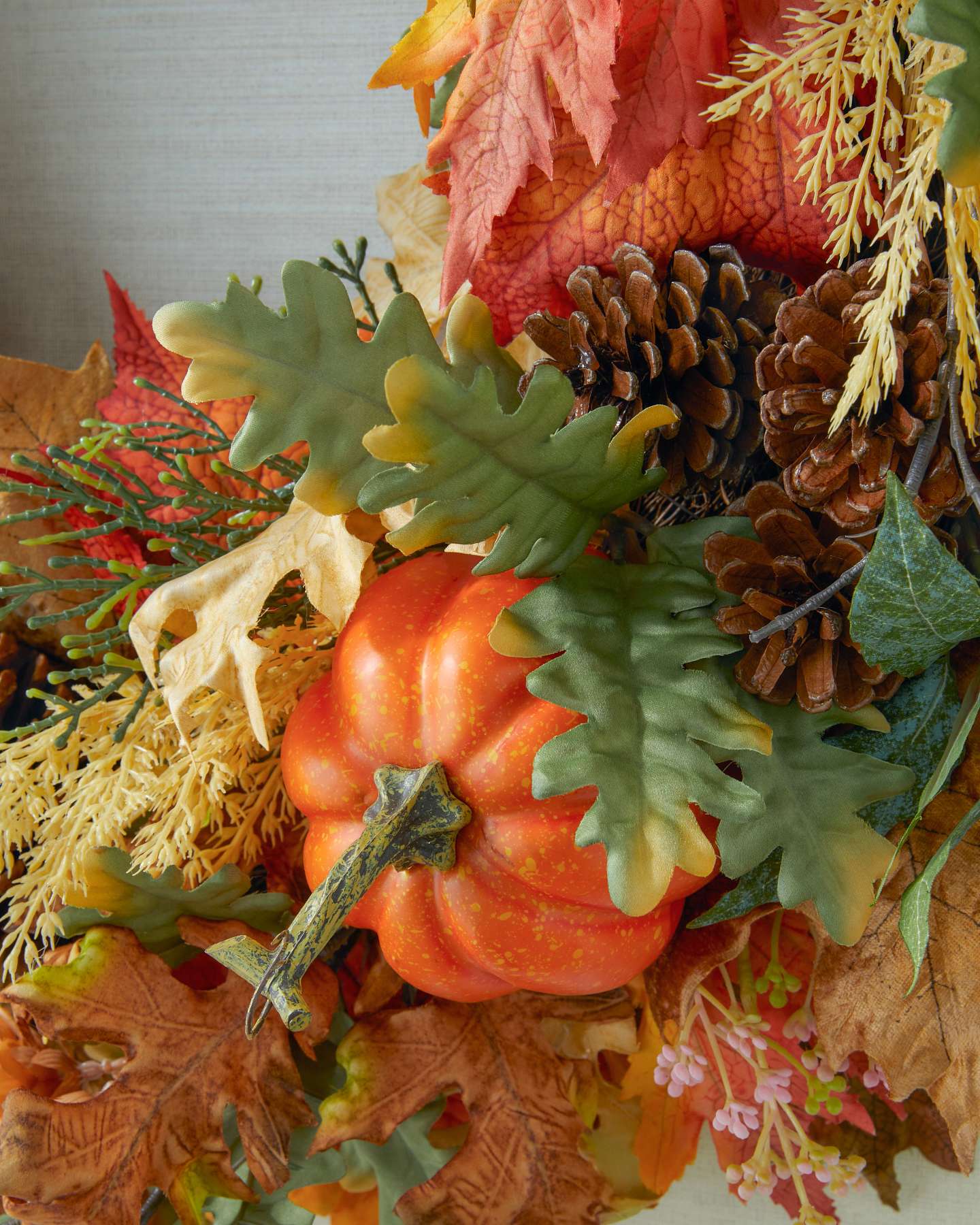 Balsam Hill Outdoor Countryside Pumpkin Grove Artificial Christmas Wreath Detail View