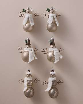 Winter Lodge Cozy Snowman Glass Ornament Set Winter Lodge Cozy Snowman Glass Ornament Set