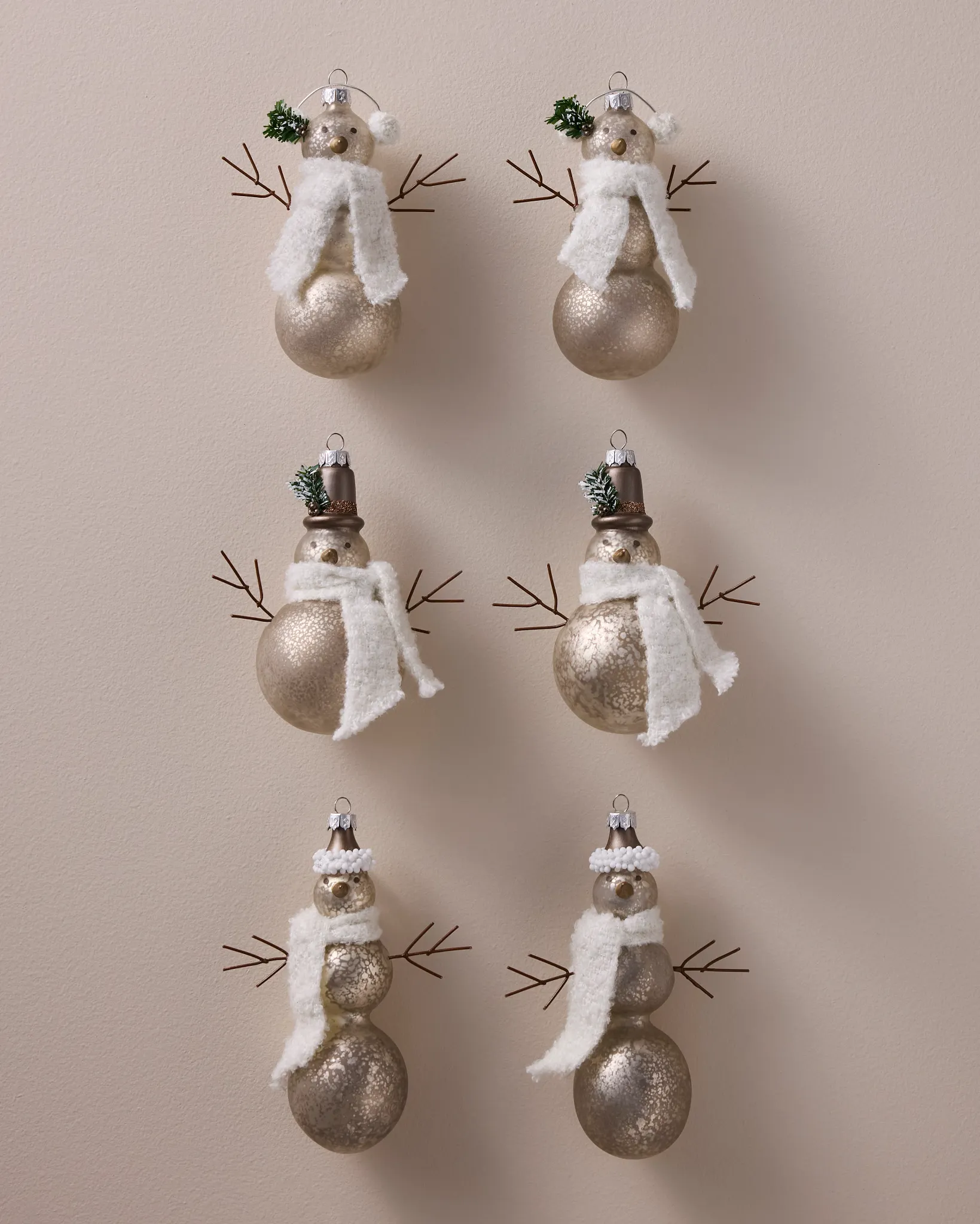 Winter Lodge Cozy Snowman Glass Ornament Set