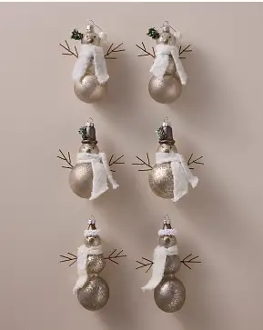 Winter Lodge Cozy Snowman Glass Ornament Set Winter Lodge Cozy Snowman Glass Ornament Set