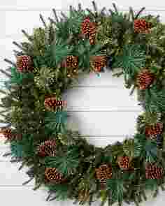 48 inches Mixed Evergreen with Pinecones Wreath by Balsam Hill SSCR