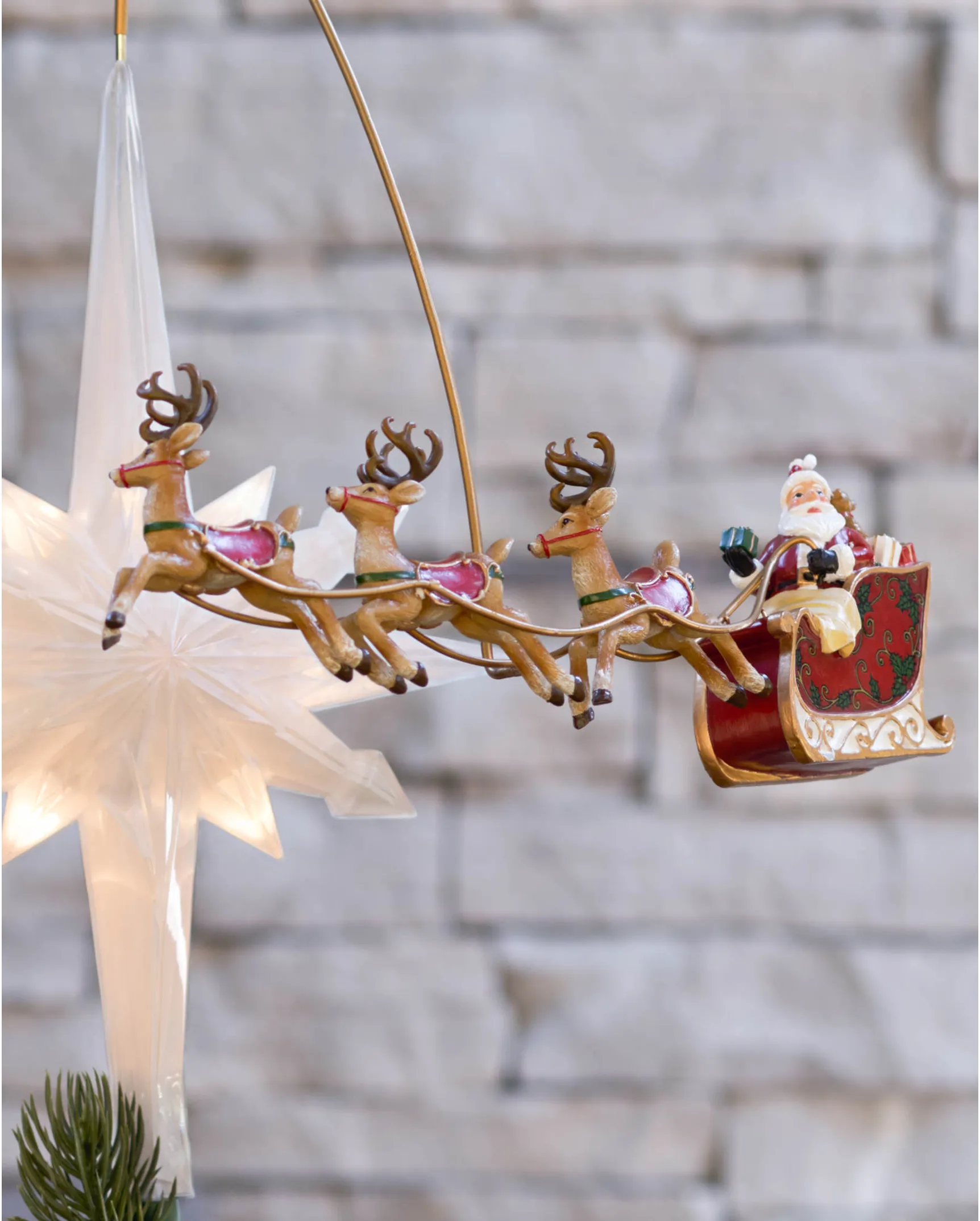 Santa s Sleigh Animated Christmas Tree Topper Balsam Hill