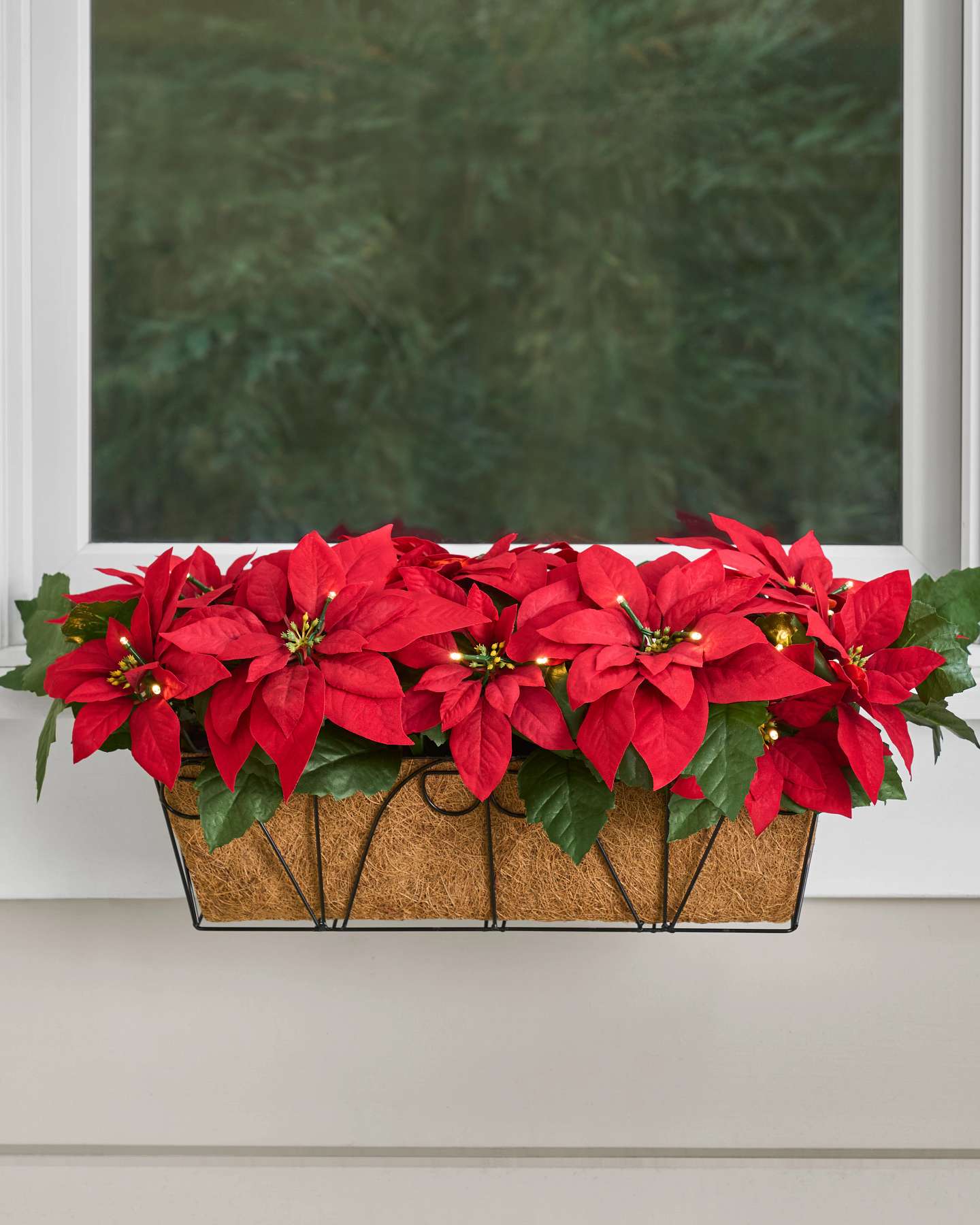Balsam Hill Outdoor Lit Poinsettia Celebration Artificial Christmas Foliage Holiday Decor
