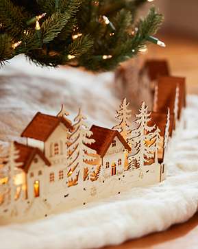 Pied de sapin en bois Village de Noël Pied de sapin en bois Village de Noël