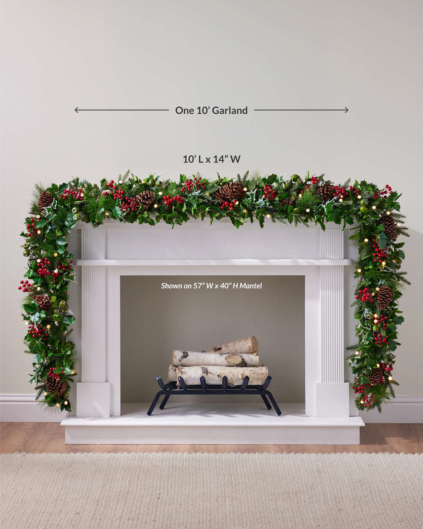 10' Holly Berry Garland