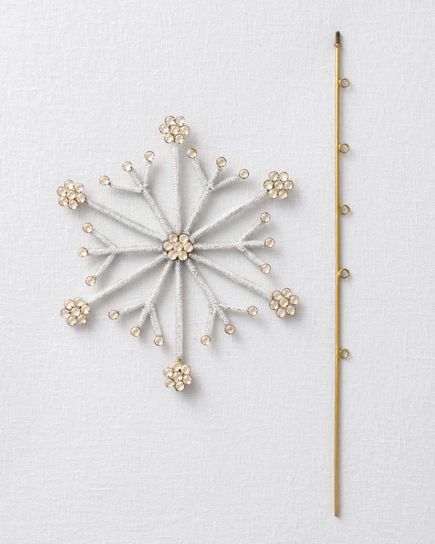 Balsam Hill 10-Inch Beaded Snowflake Artificial Christmas Tree Topper Elegant Design