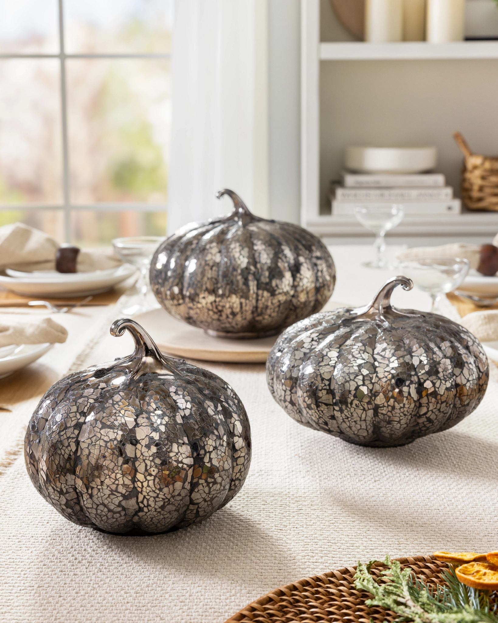 Mirrored Mosaic Pumpkin Set Balsam Hill