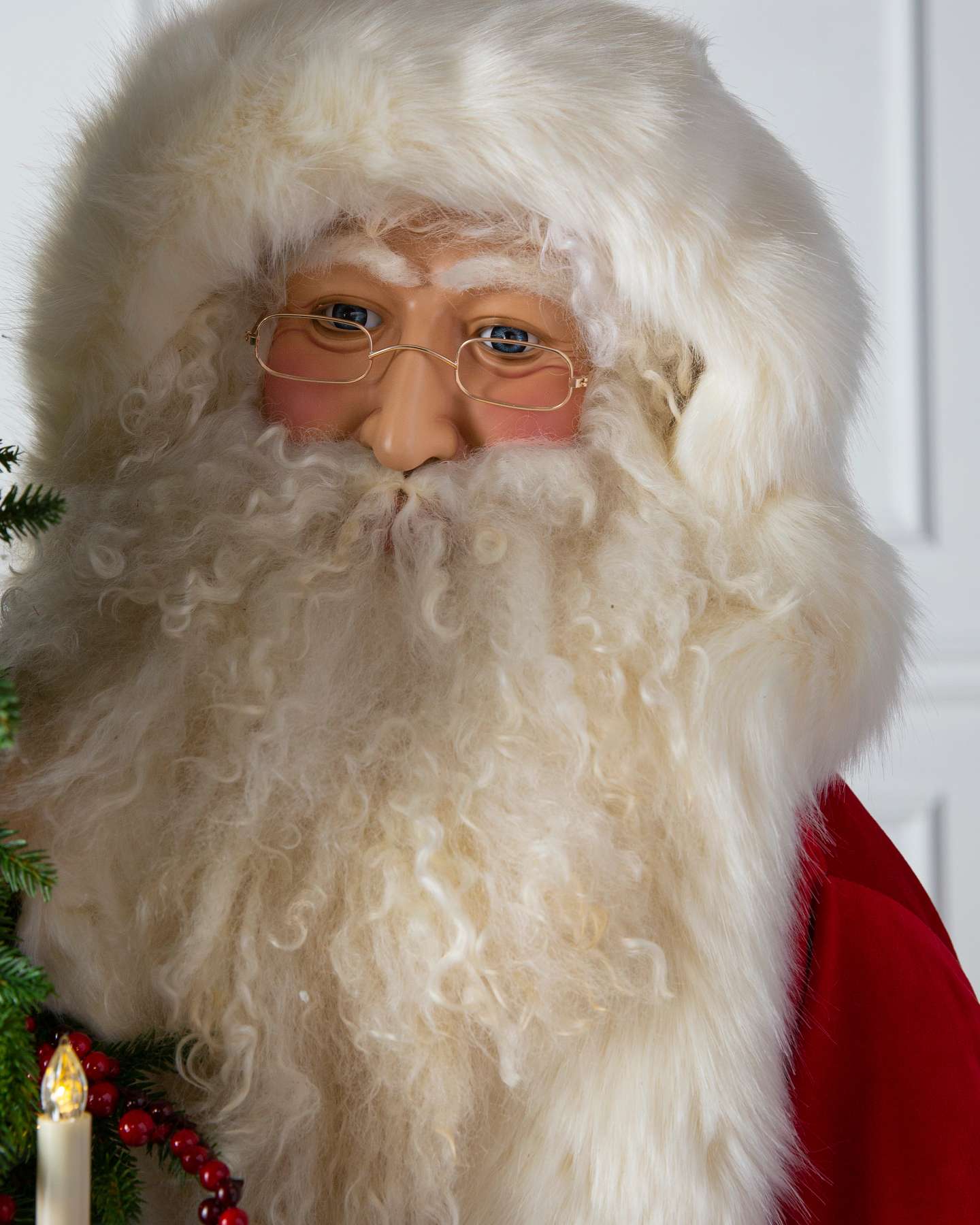 Balsam Hill Life-Size Santa with Christmas Candle Tree Santa Closeup
