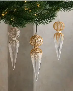 Roaring Twenties Glass Finial Ornament Set Roaring Twenties Glass Finial Ornament Set