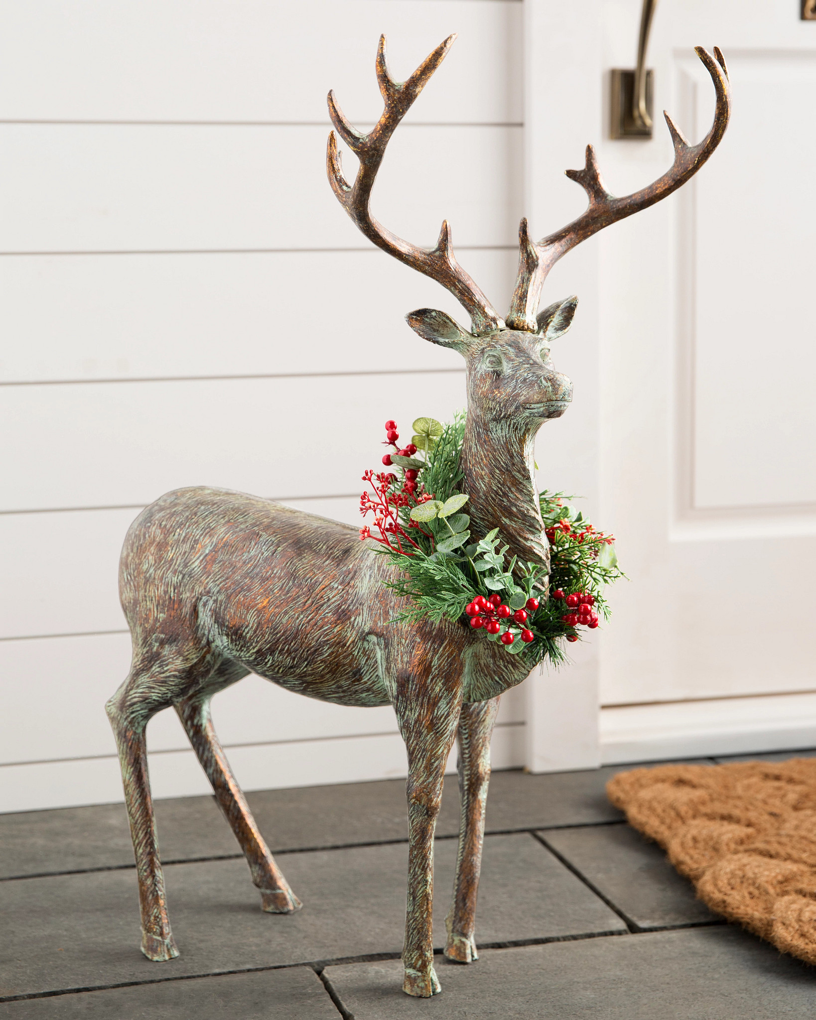 Festive Antiqued Standing Deer