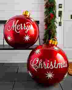 Outdoor Merry Christmas Ornaments, Set of 2 by Balsam Hill SSC 10