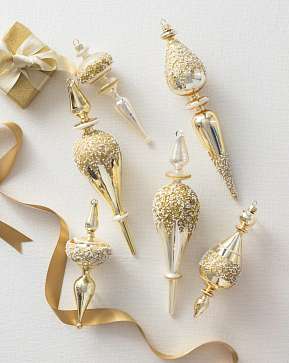 Gilded Glory Beaded Finial Ornament Set Gilded Glory Beaded Finial Ornament Set