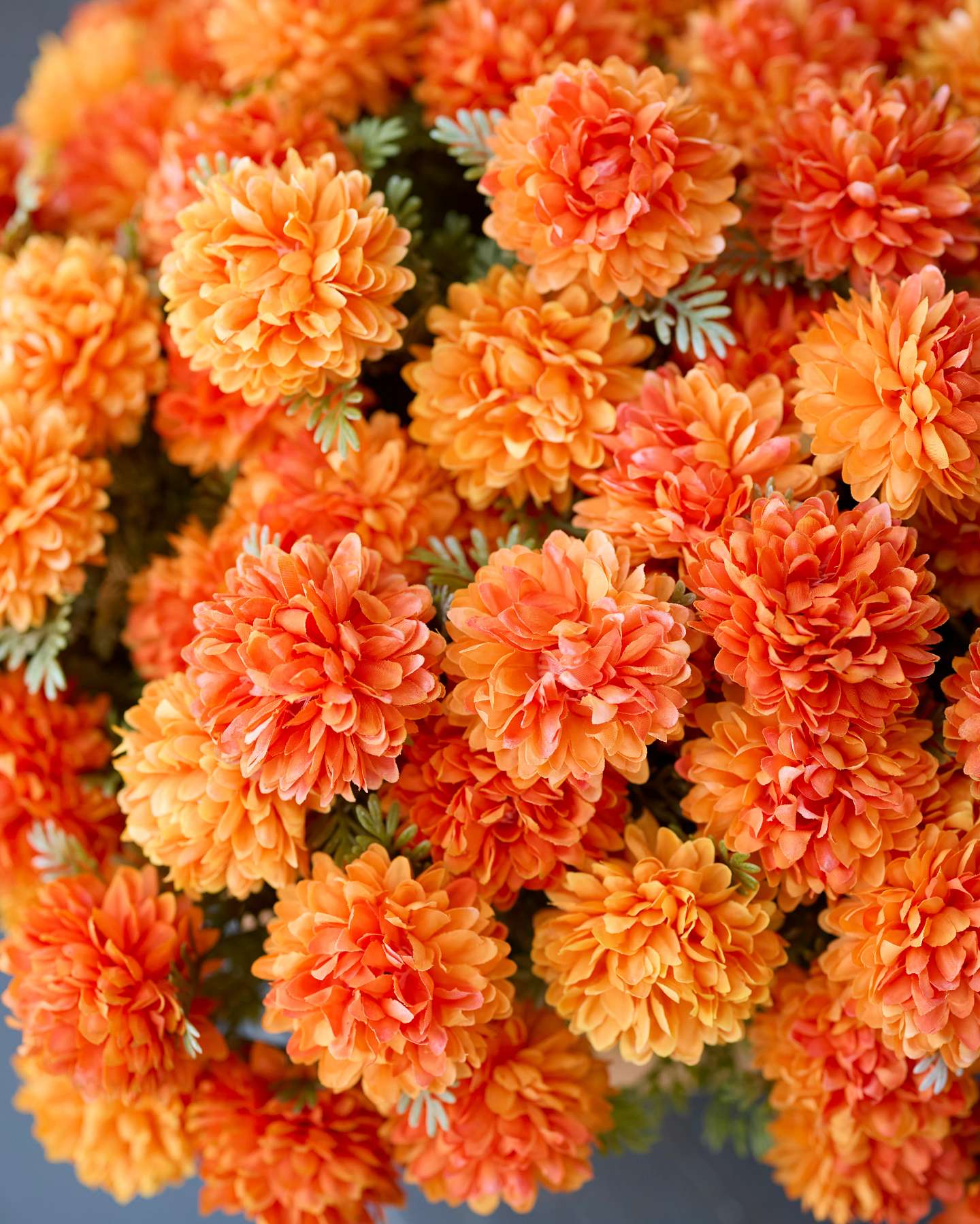 Balsam Hill Outdoor Marigold Meadow Potted Artificial Fall Flowers Close-Up