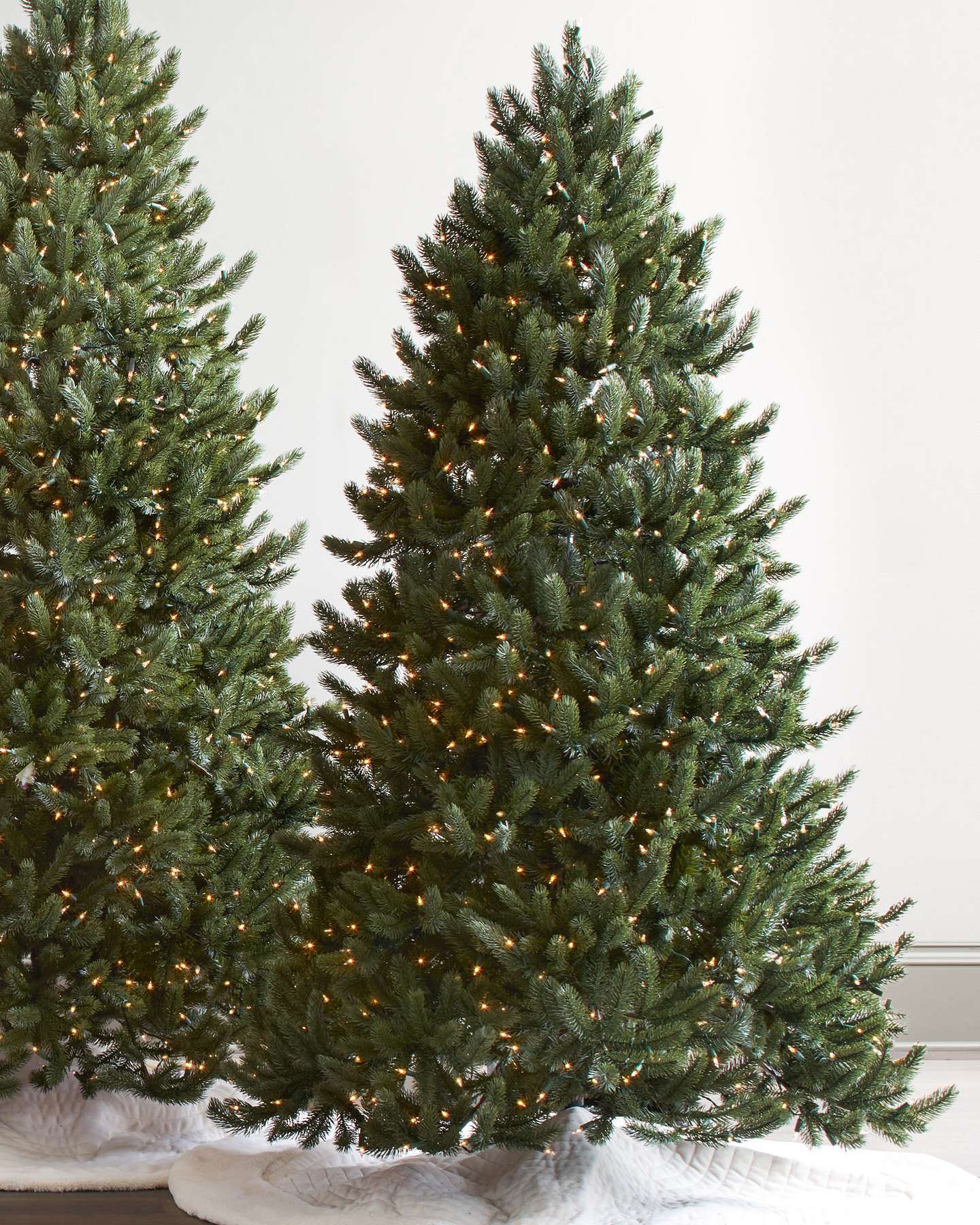 Balsam Hill Vermont White Spruce Flip Artificial Christmas Tree in a Winter Wonderland Home