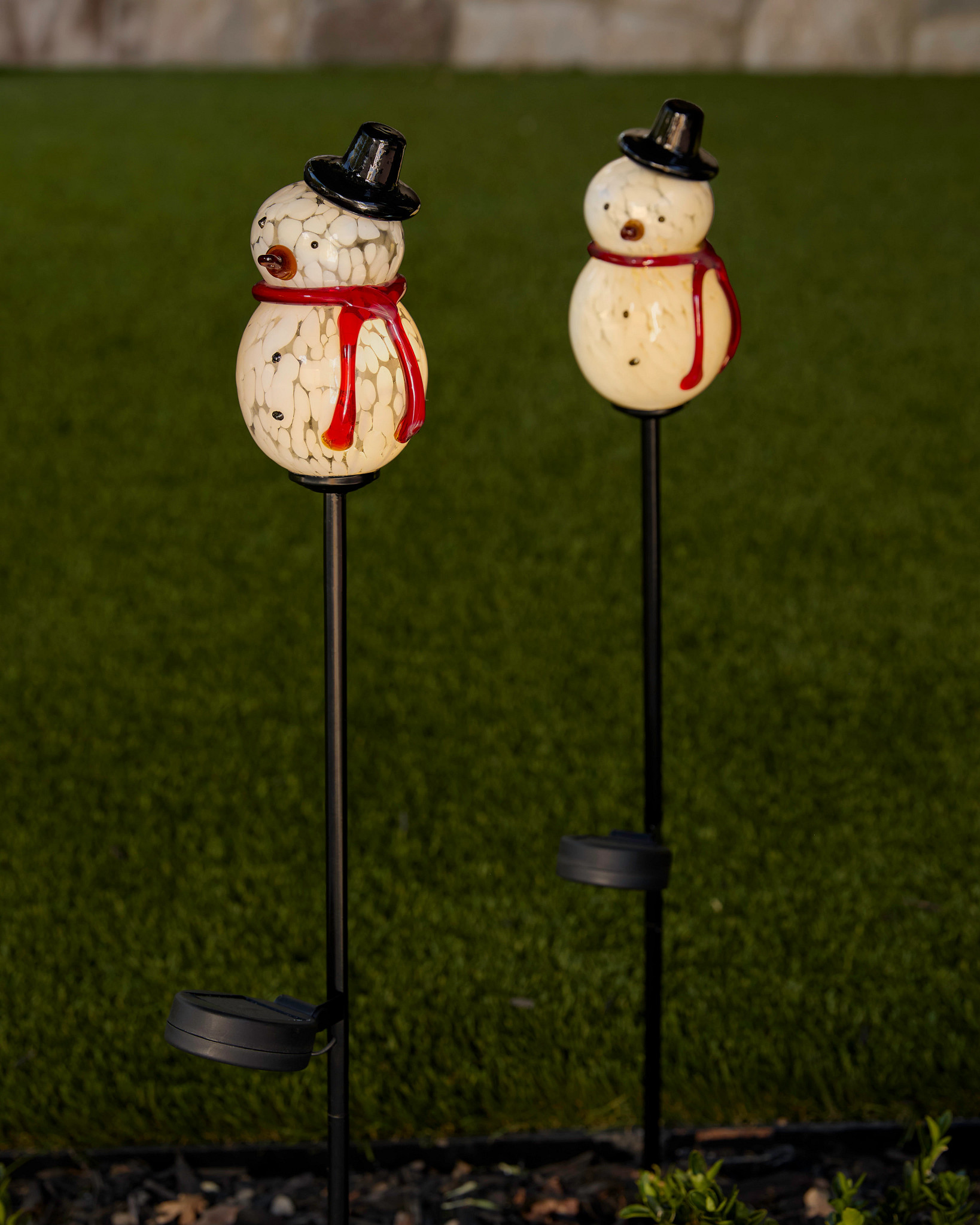 Solar Snowman Pathway Light Set