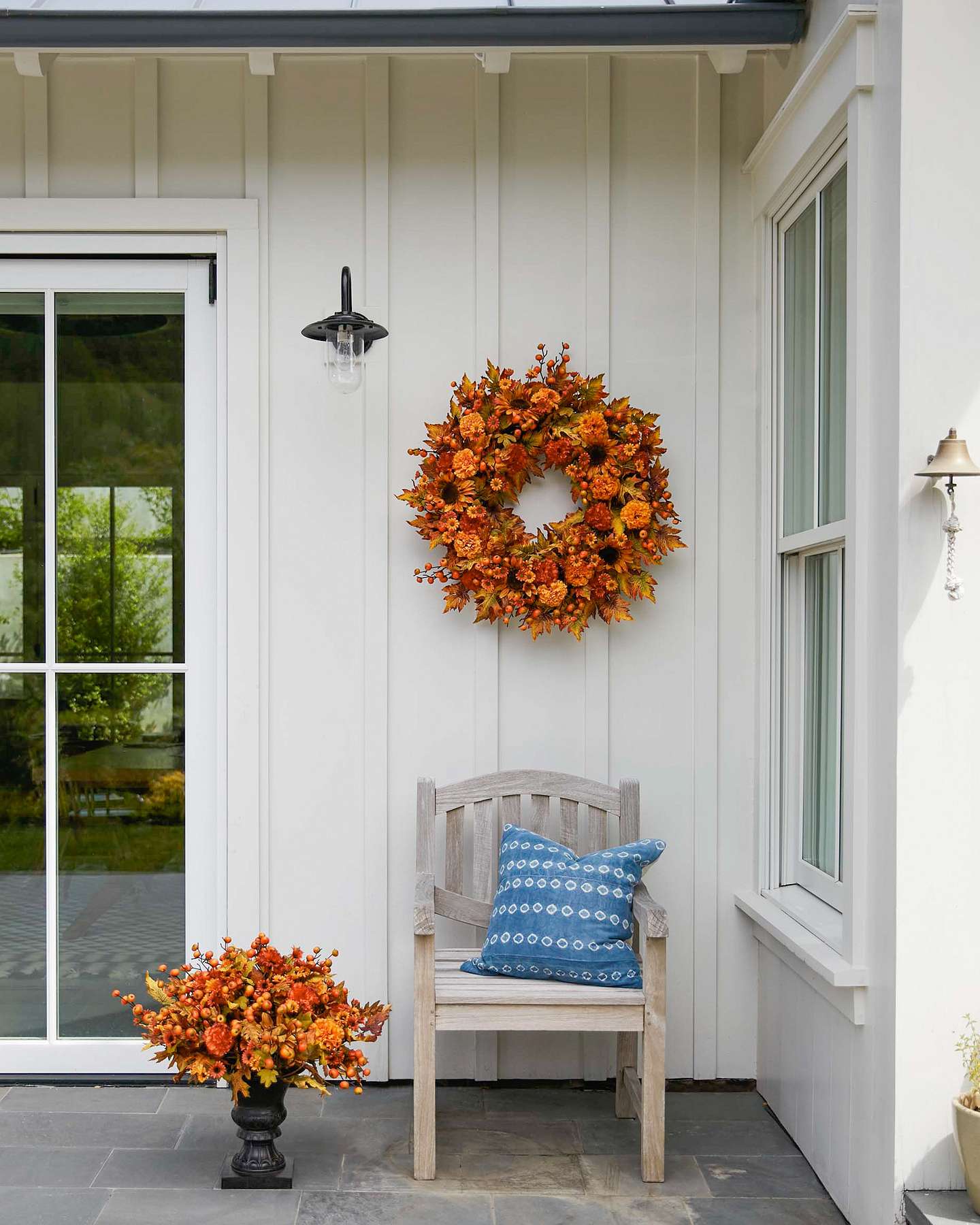 Balsam Hill Outdoor Sunburst Mums Artificial Fall Foliage Elegant Outdoor Setting
