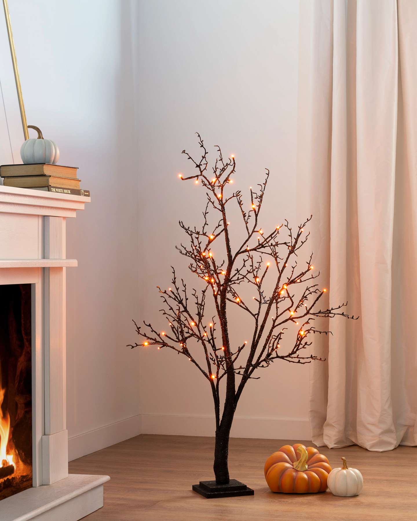 Balsam Hill 4-Foot Halloween Glitter LED Twig Artificial Christmas Tree