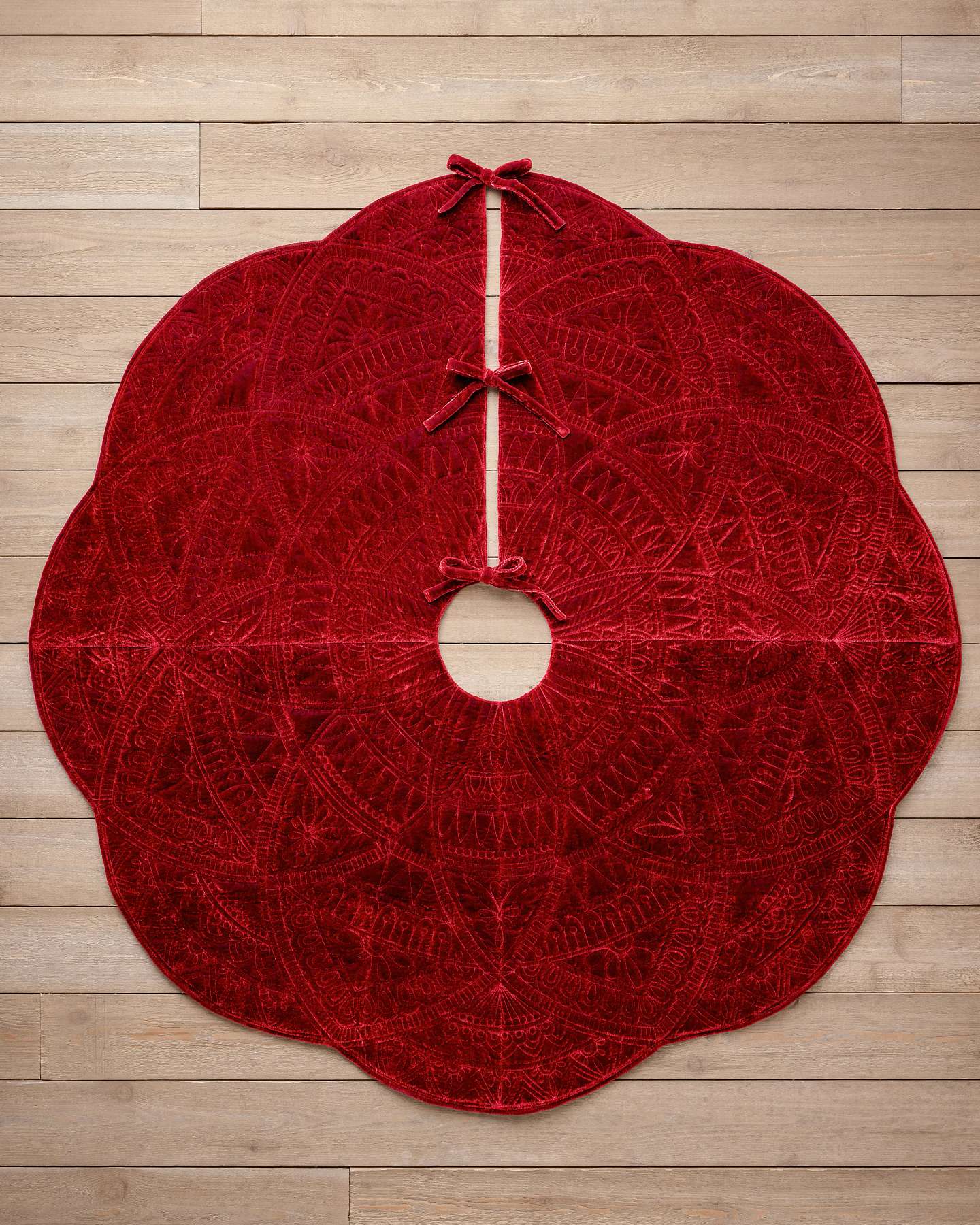 60" Burgundy Embossed Velvet Luxe Tree Skirt