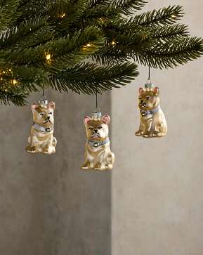 Christmas Frenchie Glass Ornament Set Christmas Frenchie Glass Ornament Set